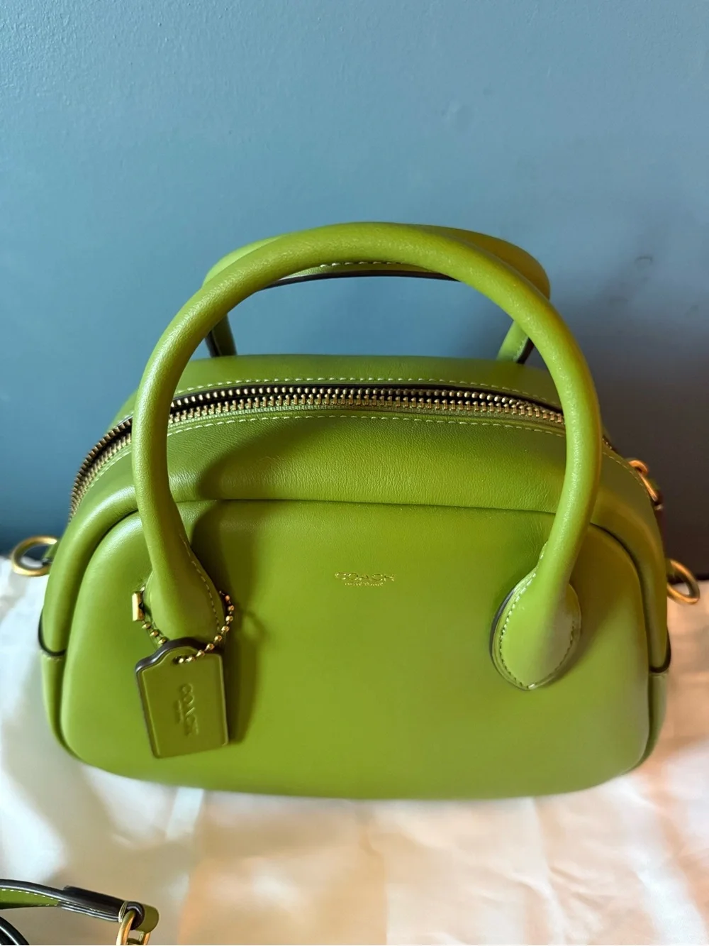 Coach Borough Bowling Bag in Dark Lime - Picture 3 of 9